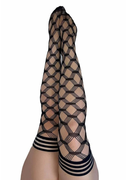Cassandra Layered Fence Net Thigh Highs